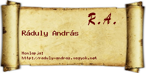 Ráduly András névjegykártya